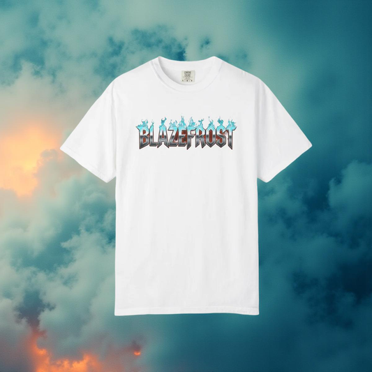 Blazefrost Graphic T-Shirt — Retro Ice Flame Band Tee