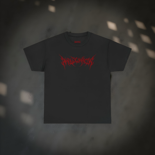 Deathcore Logo Tee — Distressed Blood-Red Metal Band Shirt