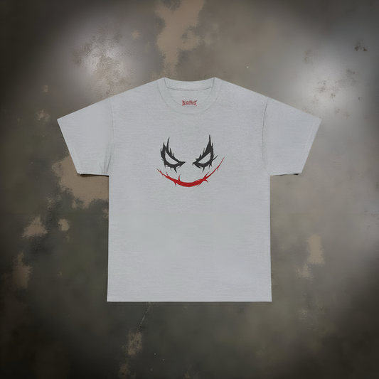 Joker Grin Graphic Tee — 'HA HA' Smile Horror Comic T-Shirt