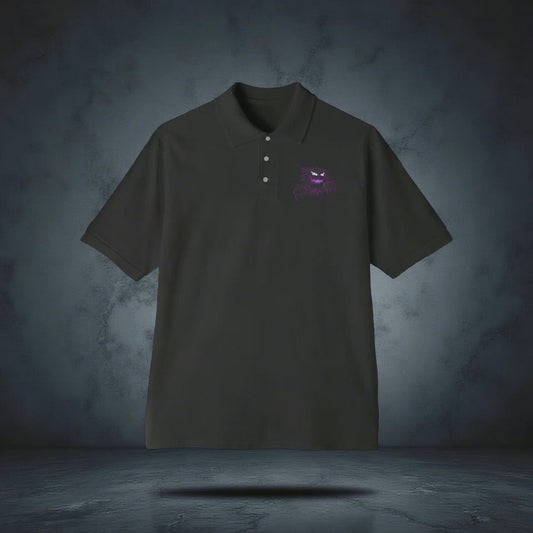 Men's Polo Shirt — Small Purple Monster Chest Logo